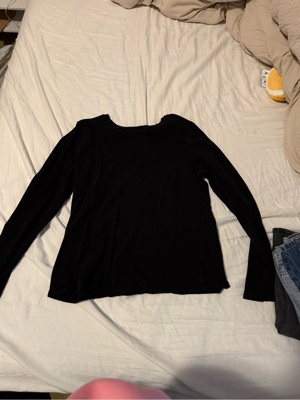 Time and Tru Black Long-Sleeve Crewneck Top